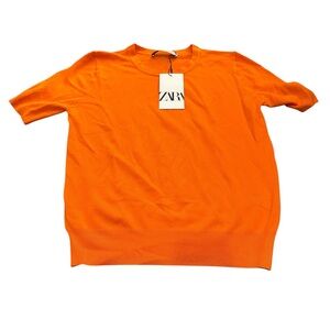 Zara NWT Vibrant Orange Knit Top